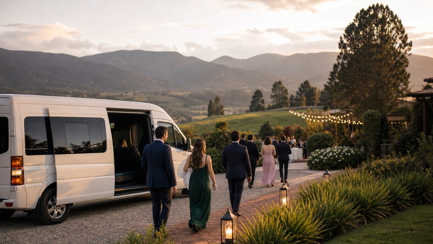 Transporte privado para bodas en Sopó. Vans, buses y SUVs para invitados desde Bogotá, hoteles, aeropuerto y regreso nocturno seguro.