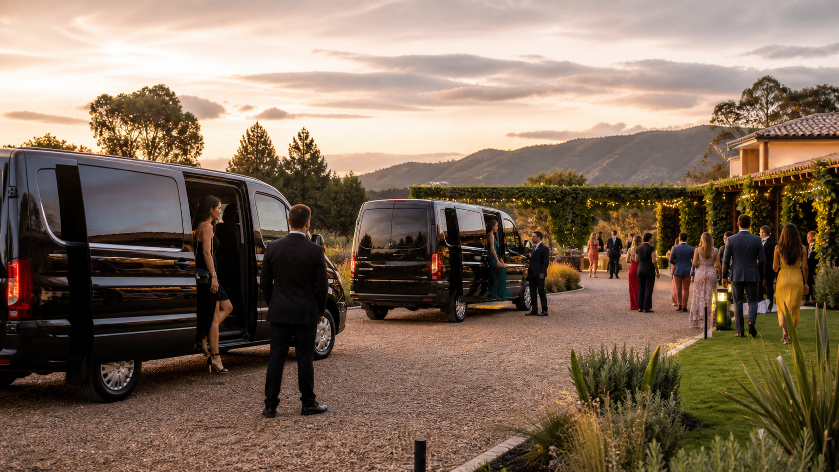 Transporte para eventos en Haciendas Trinity con vans ejecutivas para celebraciones privadas
